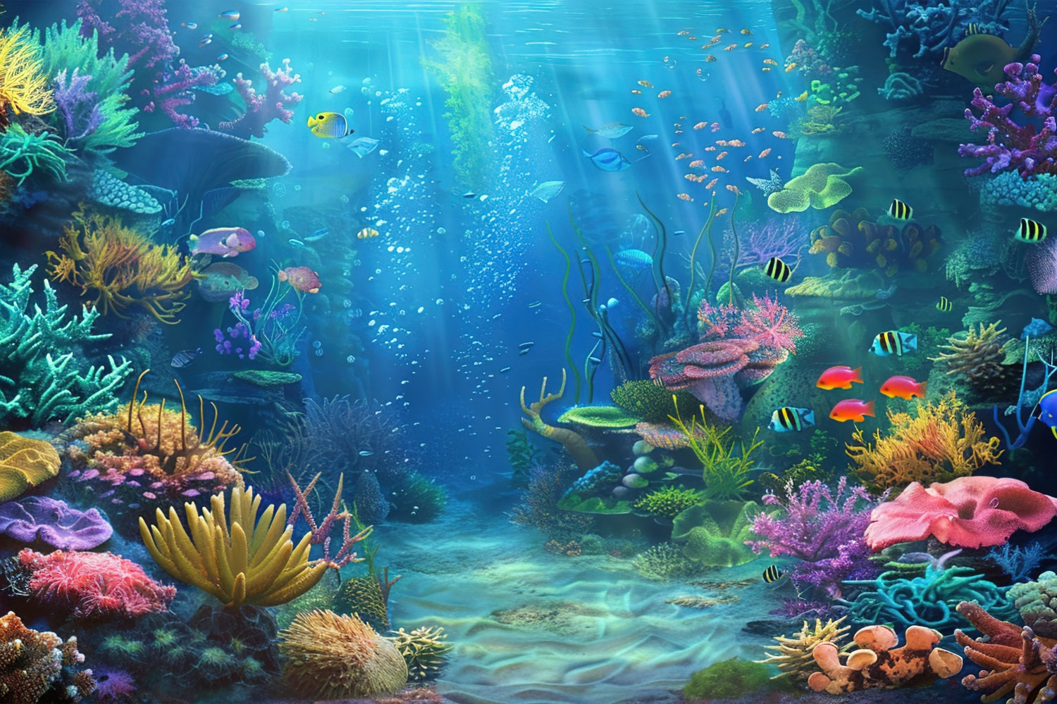 Mermaid Photo Backdrop Underwater Scene Coral Reef Backdrop BRP12-67