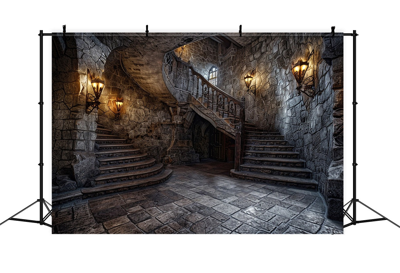 Architecture Backdrop Historic Stone Staircase Light Backdrop BRP12-670