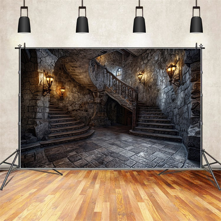 Architecture Backdrop Historic Stone Staircase Light Backdrop BRP12-670