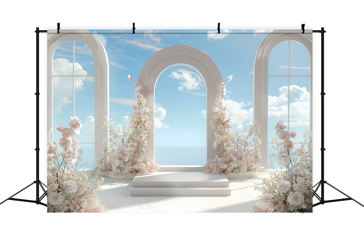 Architecture Backdrop Floral Arch Sky Blue Backdrop BRP12-675