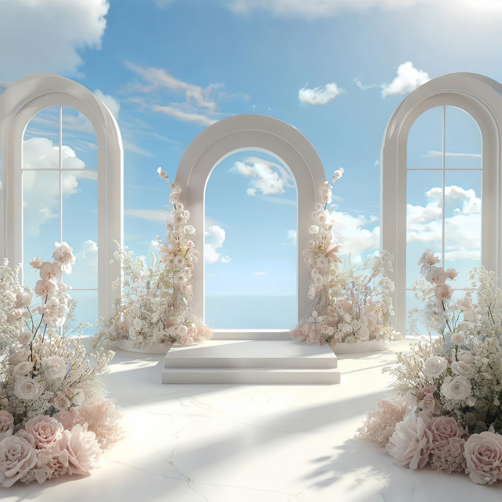 Architecture Backdrop Floral Arch Sky Blue Backdrop BRP12-675