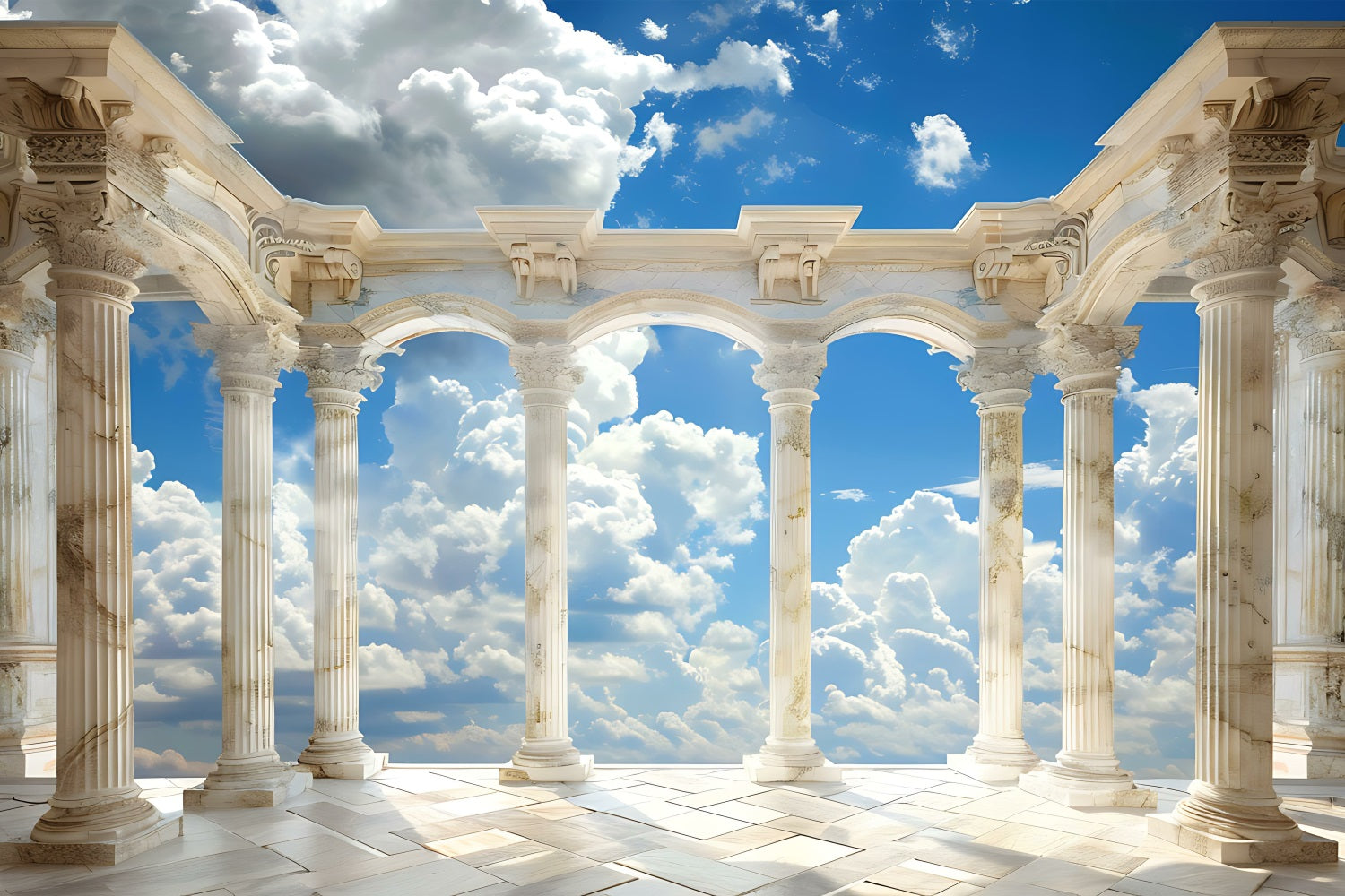 Architecture Backdrop Marble Columns Arch Sky Backdrop BRP12-676