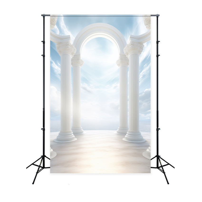 Architecture Backdrop White Archway Blue Heaven Backdrop BRP12-677