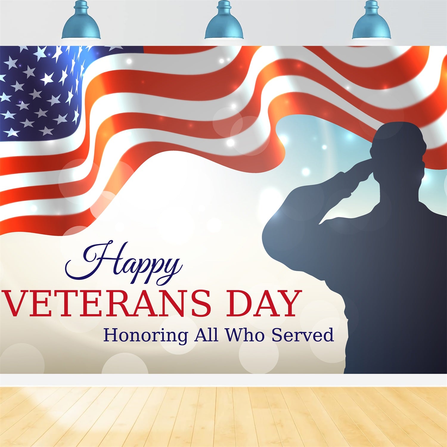 American Flag Photo Backdrop Veterans Day Tribute Heroes Backdrop BRP12-682