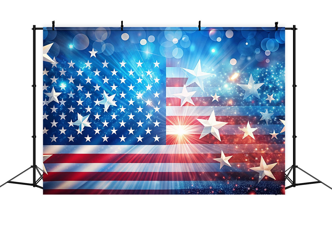 American Flag Backdrops Sparkling Stars Photography Backdrop BRP12-683