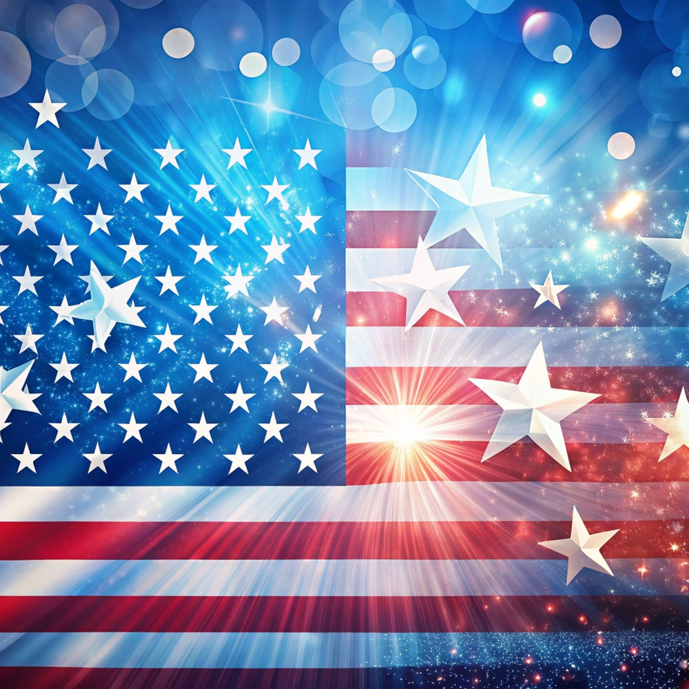 American Flag Backdrops Sparkling Stars Photography Backdrop BRP12-683