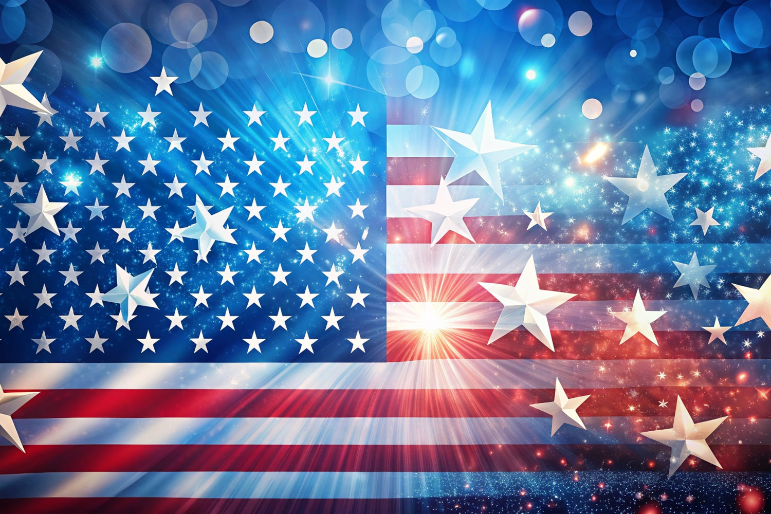 American Flag Backdrops Sparkling Stars Photography Backdrop BRP12-683