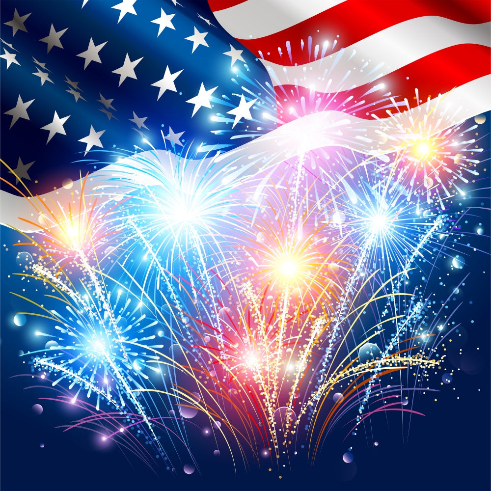 American Flag Backdrop Photography Fireworks Celebration Backdrop BRP12-685