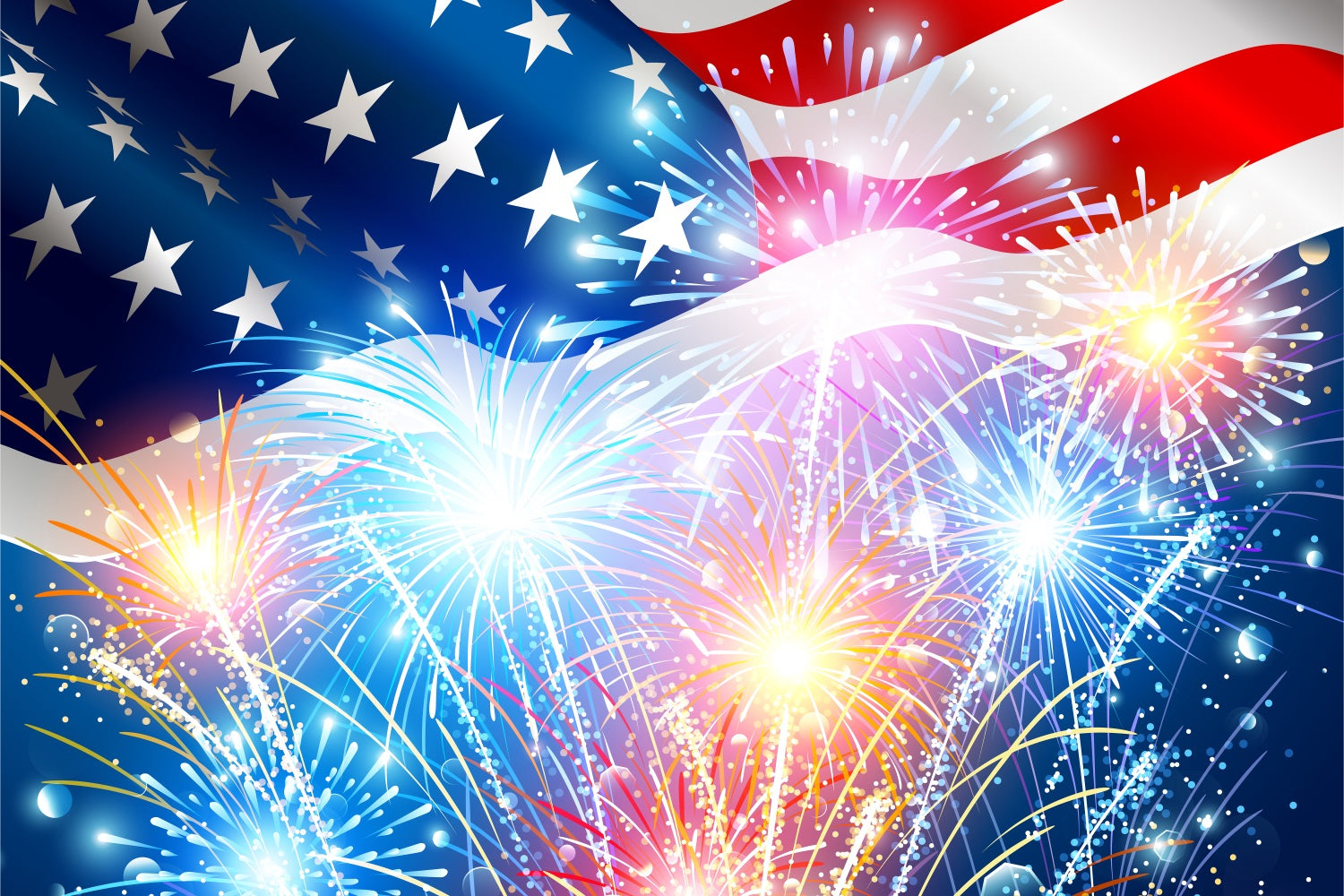 American Flag Backdrop Photography Fireworks Celebration Backdrop BRP12-685