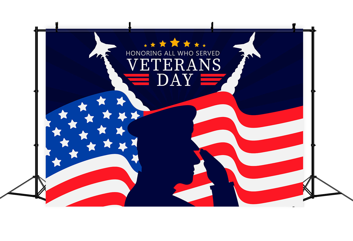 American Flag Backdrop Veterans Day Salute Backdrop BRP12-686