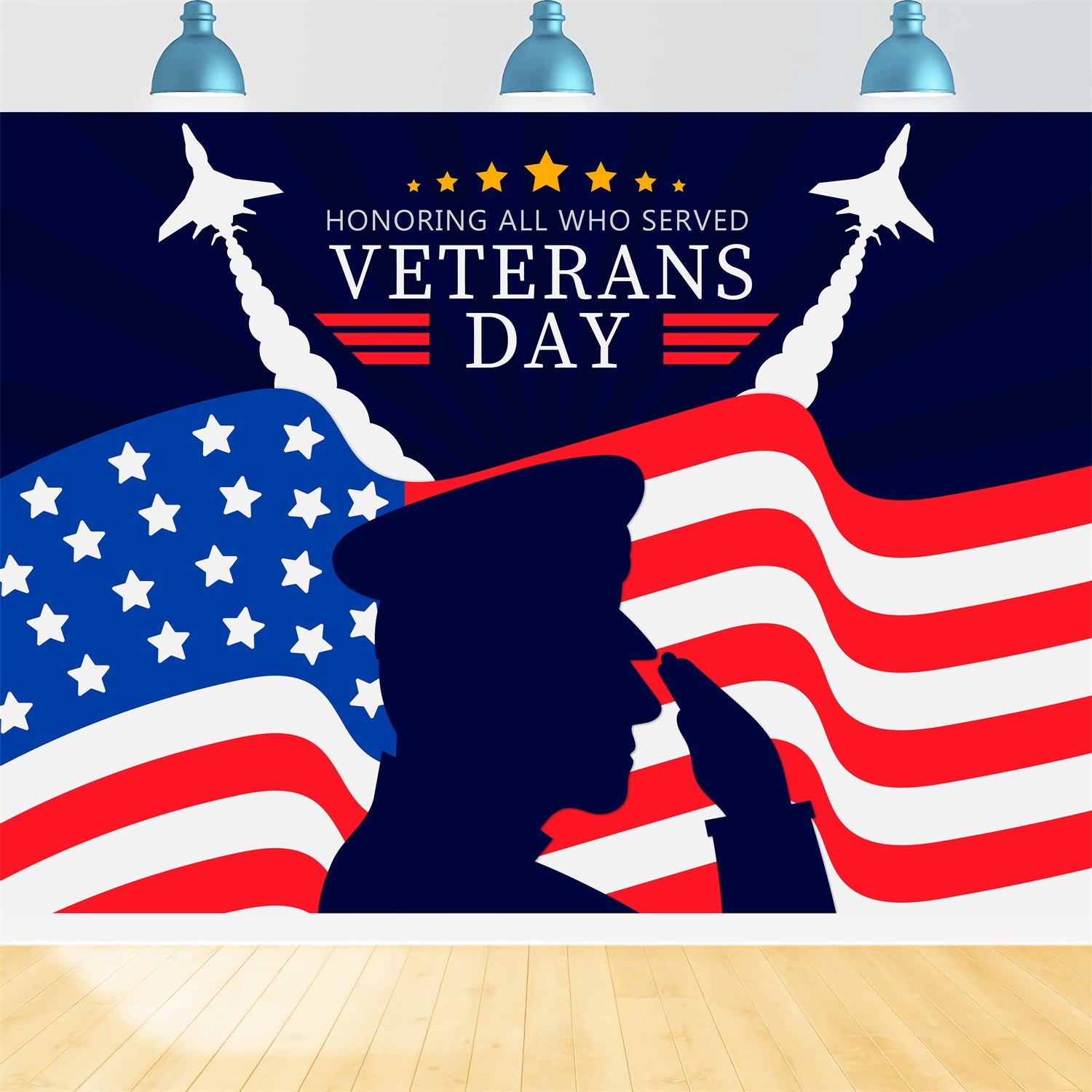 American Flag Backdrop Veterans Day Salute Backdrop BRP12-686