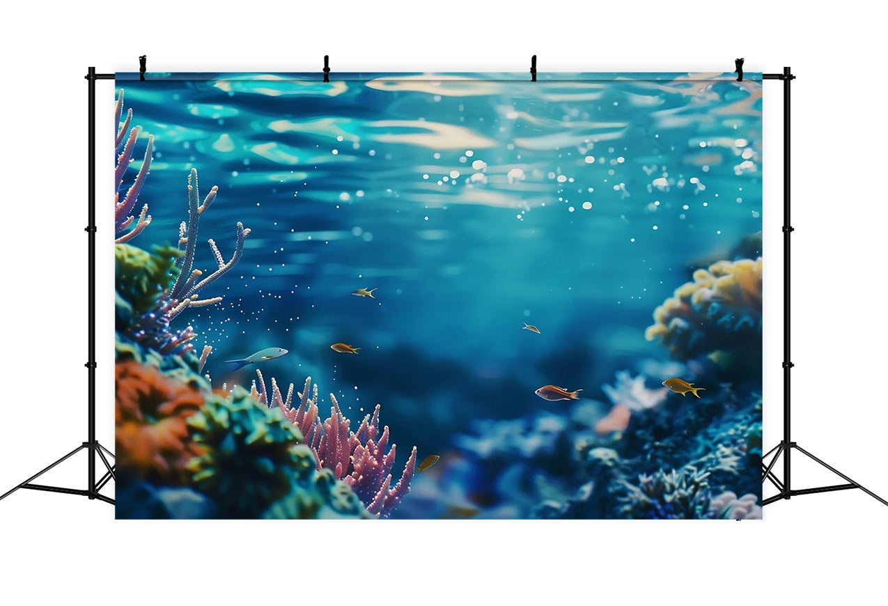 Mermaid Theme Backdrop Vibrant Underwater Coral Reef Backdrop BRP12-69