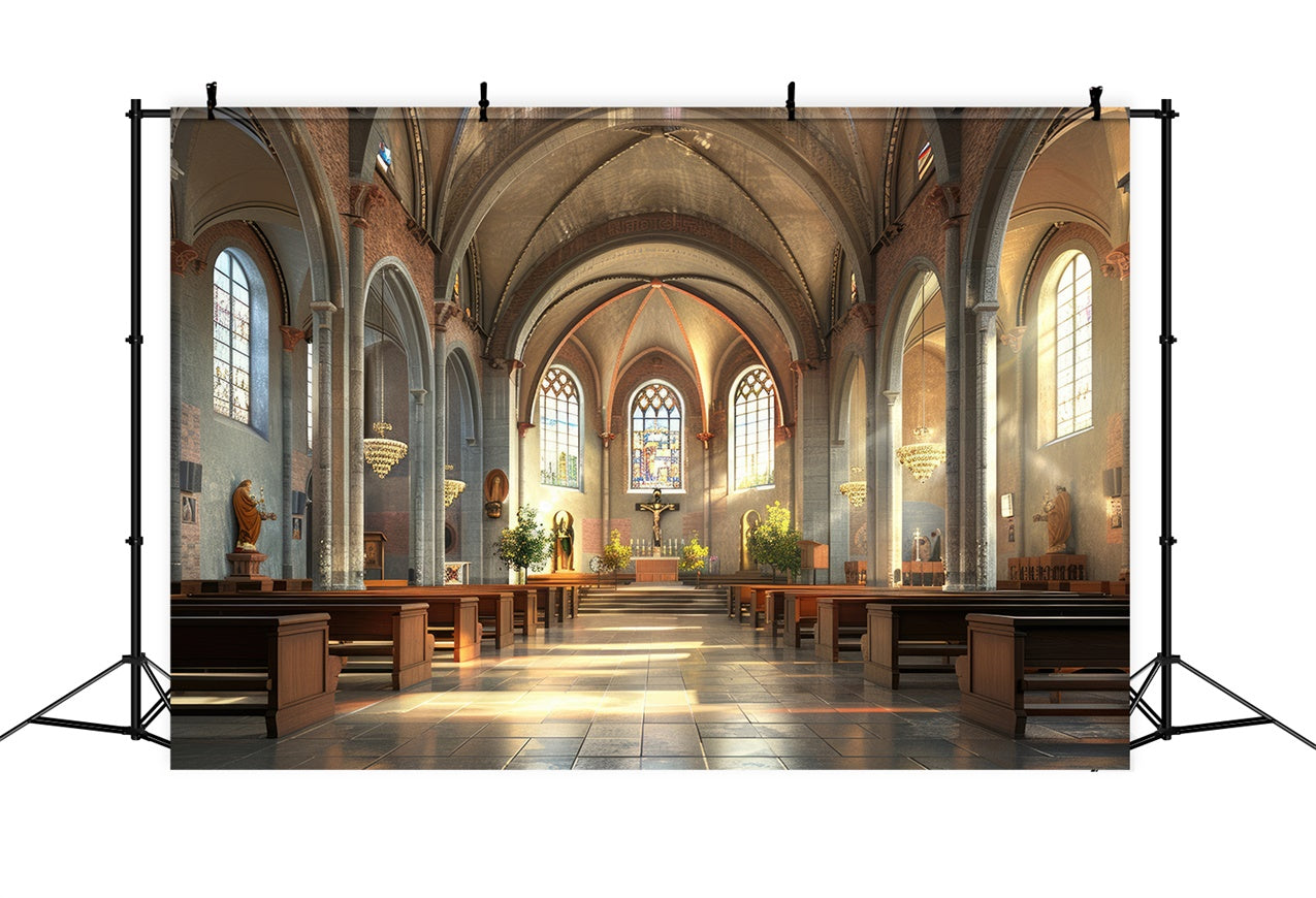 Backdrop For Church Sacred Atmosphere Sunlit Interior Backdrop BRP12-712