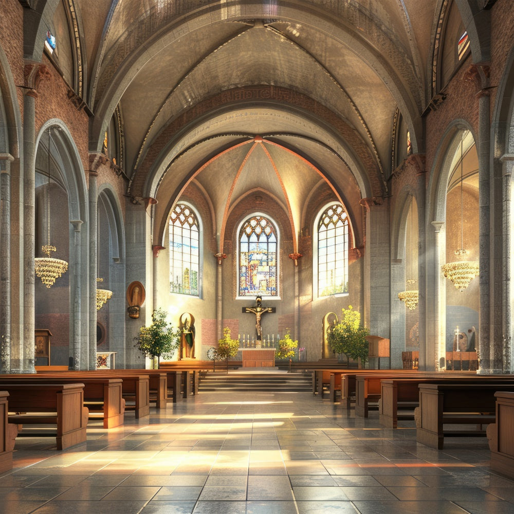 Backdrop For Church Sacred Atmosphere Sunlit Interior Backdrop BRP12-712