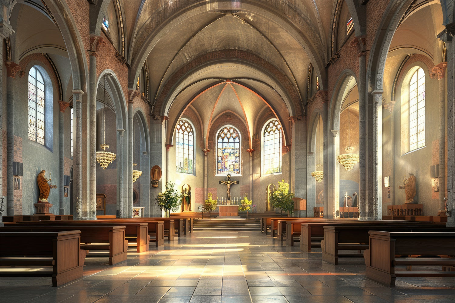 Backdrop For Church Sacred Atmosphere Sunlit Interior Backdrop BRP12-712