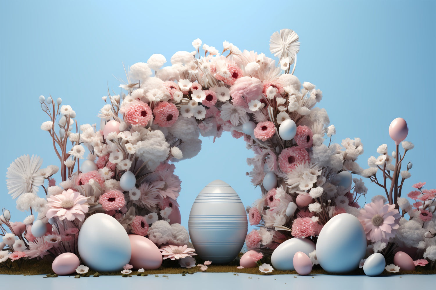 Photography Easter Backdrop Soft Pink Blooms Egg Backdrop BRP12-721