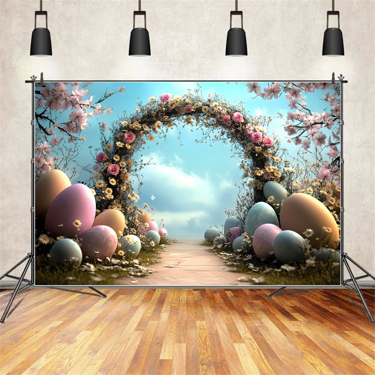 Easter Photo Backdrop Enchanted Spring Arch Eggs Backdrop BRP12-723