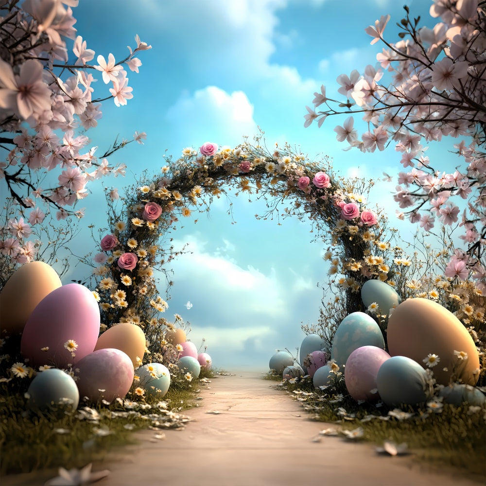 Easter Photo Backdrop Enchanted Spring Arch Eggs Backdrop BRP12-723