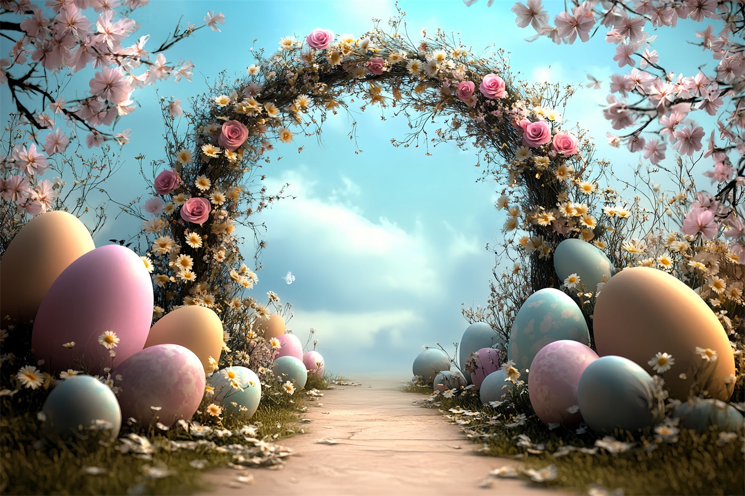 Easter Photo Backdrop Enchanted Spring Arch Eggs Backdrop BRP12-723