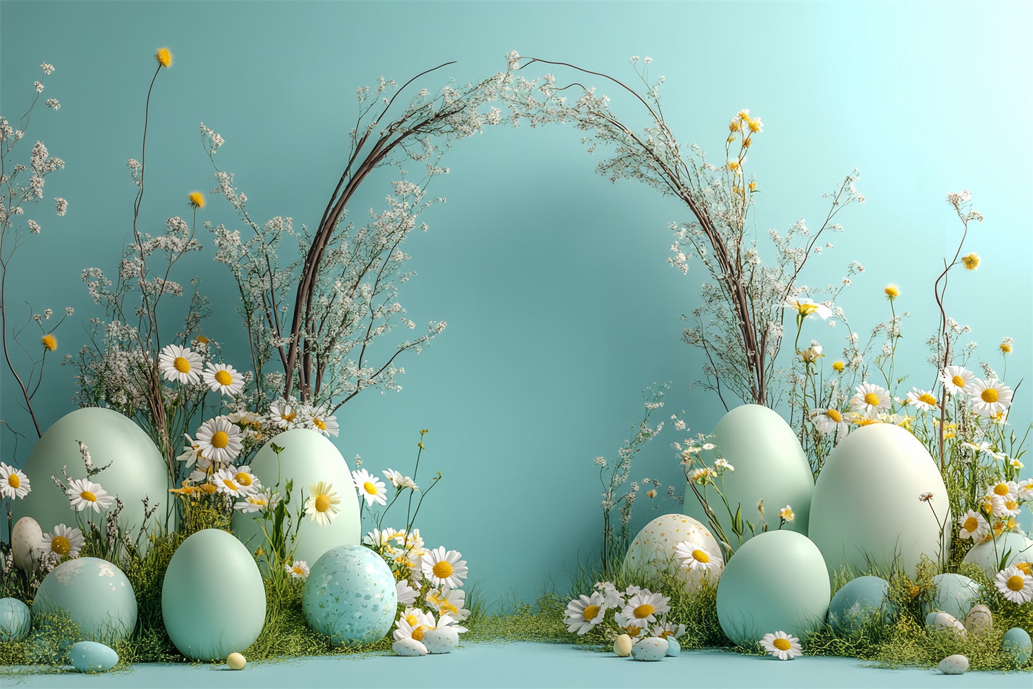 Easter Photography Backdrop Minimalist Daisy Egg Arch Backdrop BRP12-724