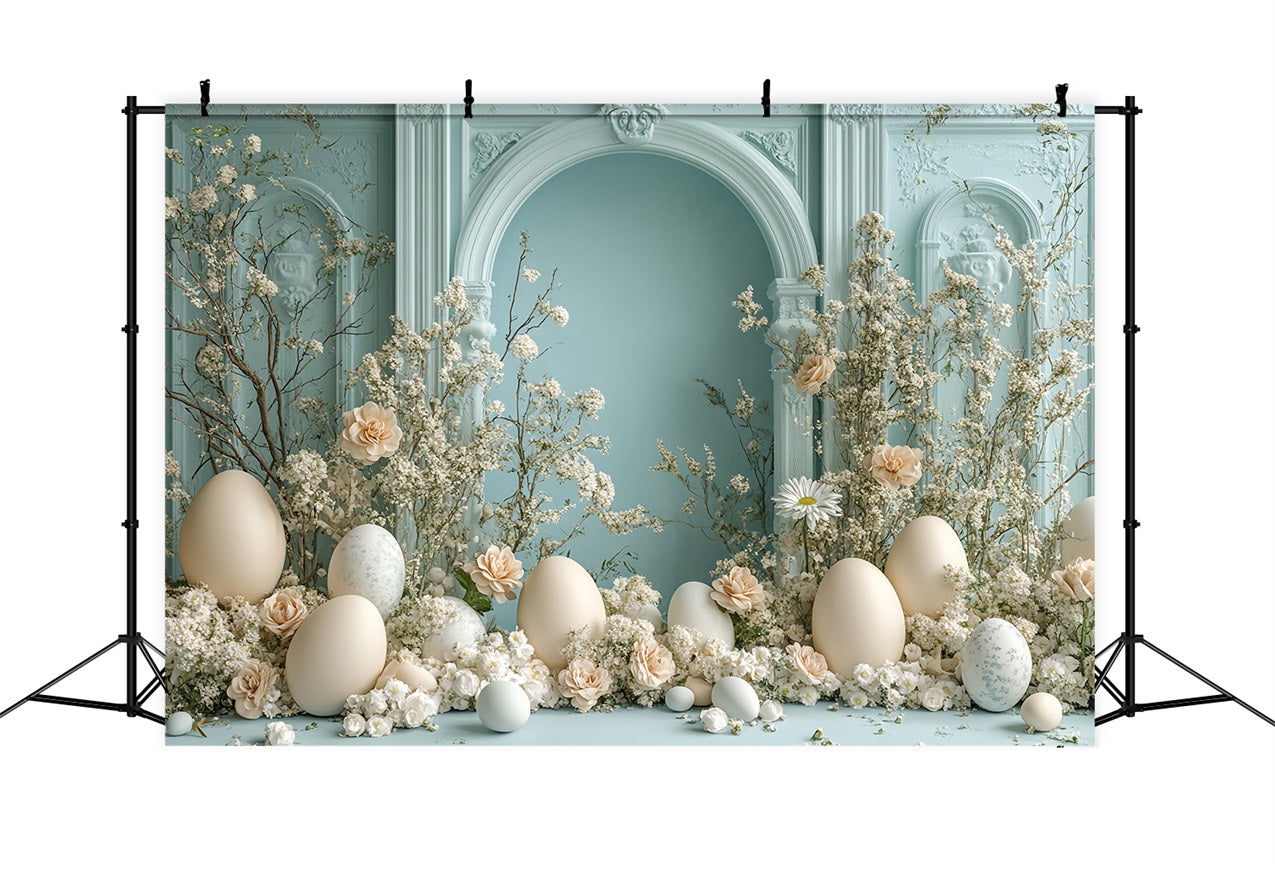 Backdrop For Easter Spring Floral Arch Eggs Backdrop BRP12-725