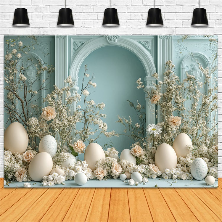 Backdrop For Easter Spring Floral Arch Eggs Backdrop BRP12-725