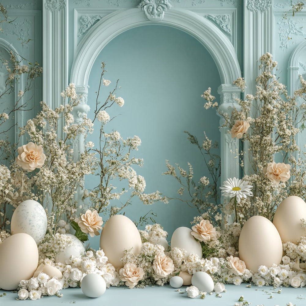 Backdrop For Easter Spring Floral Arch Eggs Backdrop BRP12-725