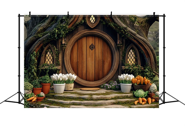 Easter Backdrop Forest Cottage Round Door Garden Backdrop BRP12-728