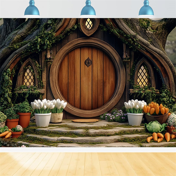 Easter Backdrop Forest Cottage Round Door Garden Backdrop BRP12-728