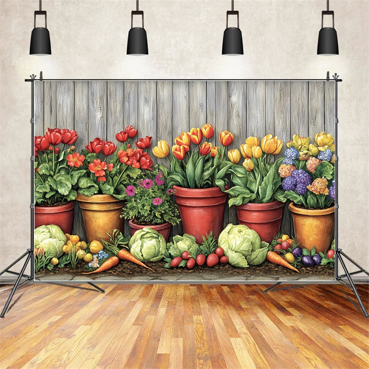 Backdrop Easter Vibrant Tulips Vegetables Spring Backdrop BRP12-732