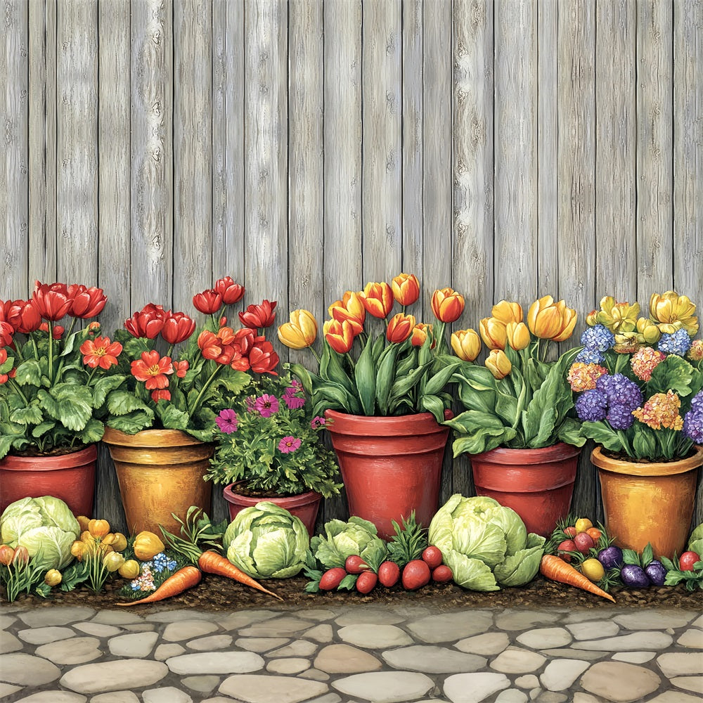 Backdrop Easter Vibrant Tulips Vegetables Spring Backdrop BRP12-732