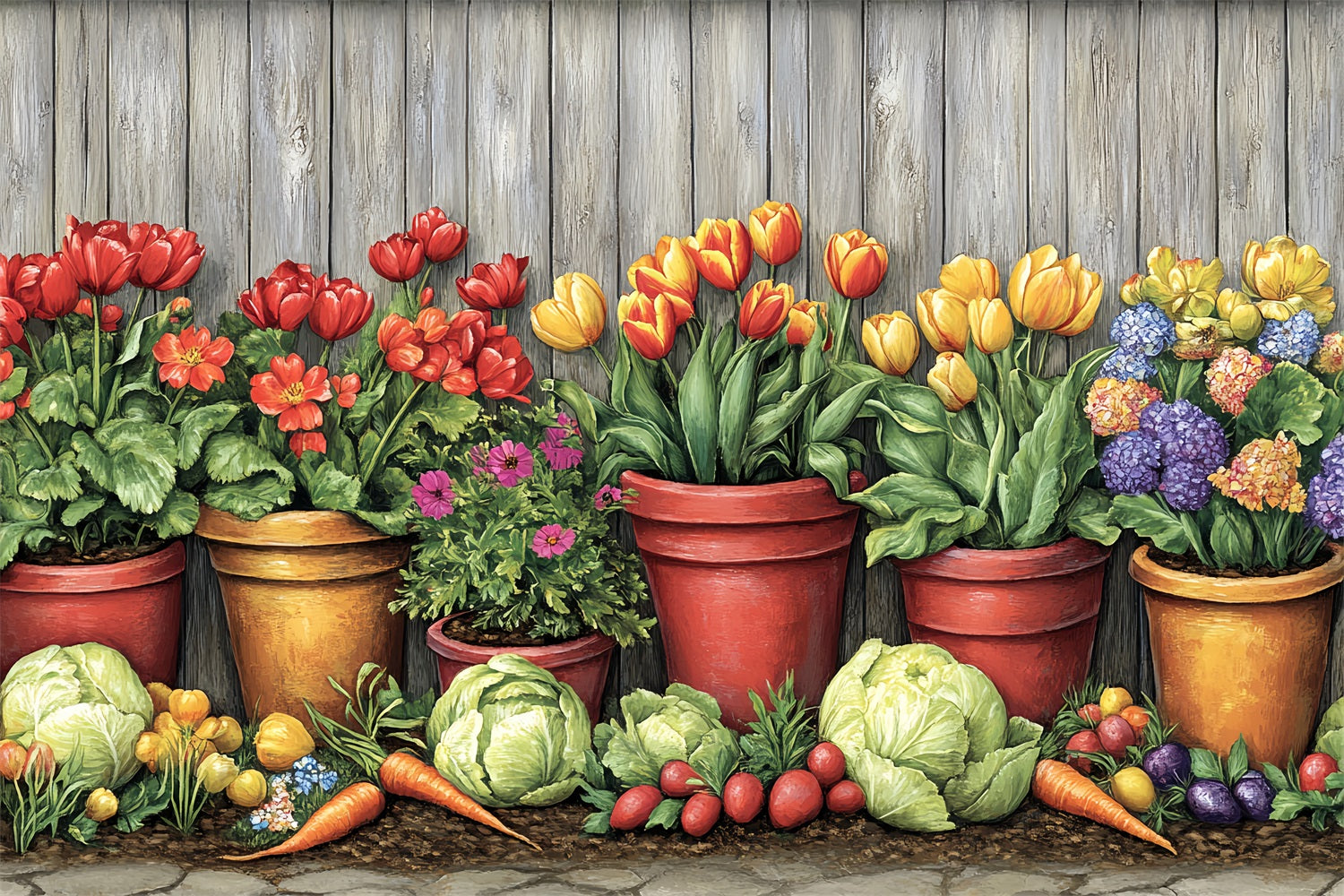 Backdrop Easter Vibrant Tulips Vegetables Spring Backdrop BRP12-732