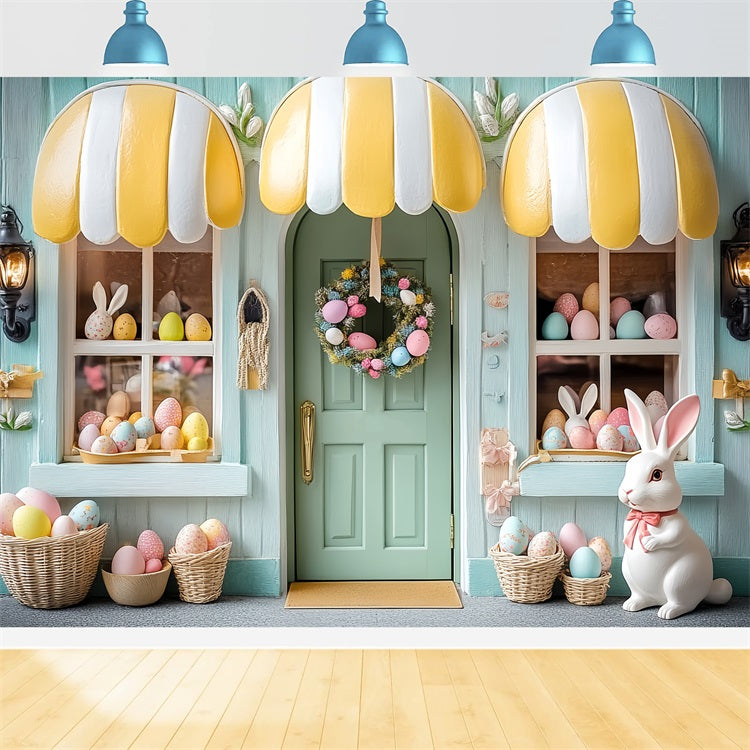 Easter Photo Backdrop Window Display Bunny Figurine Backdrop BRP12-733