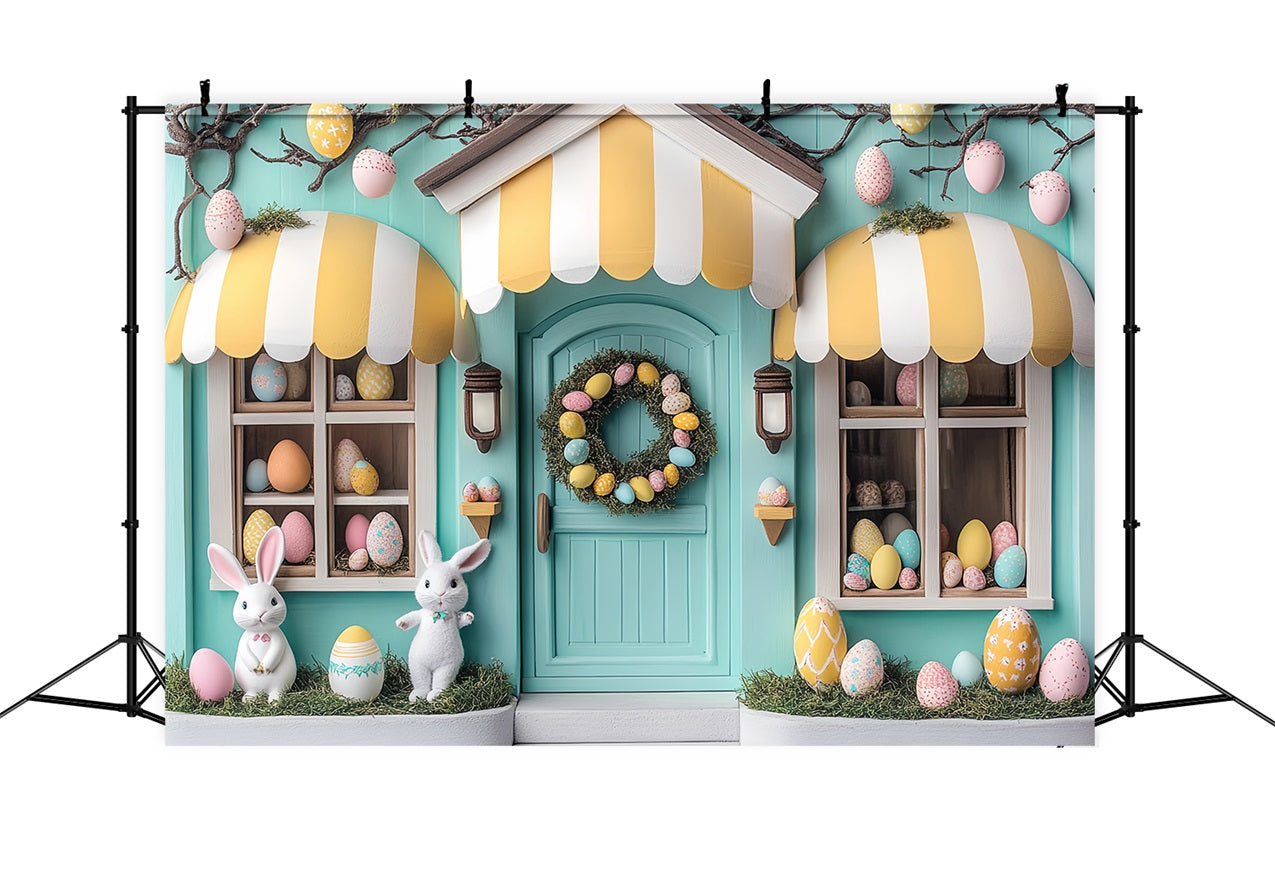 Easter Backdrops Photography Whimsical Bunny Store Scene Backdrop BRP12-734