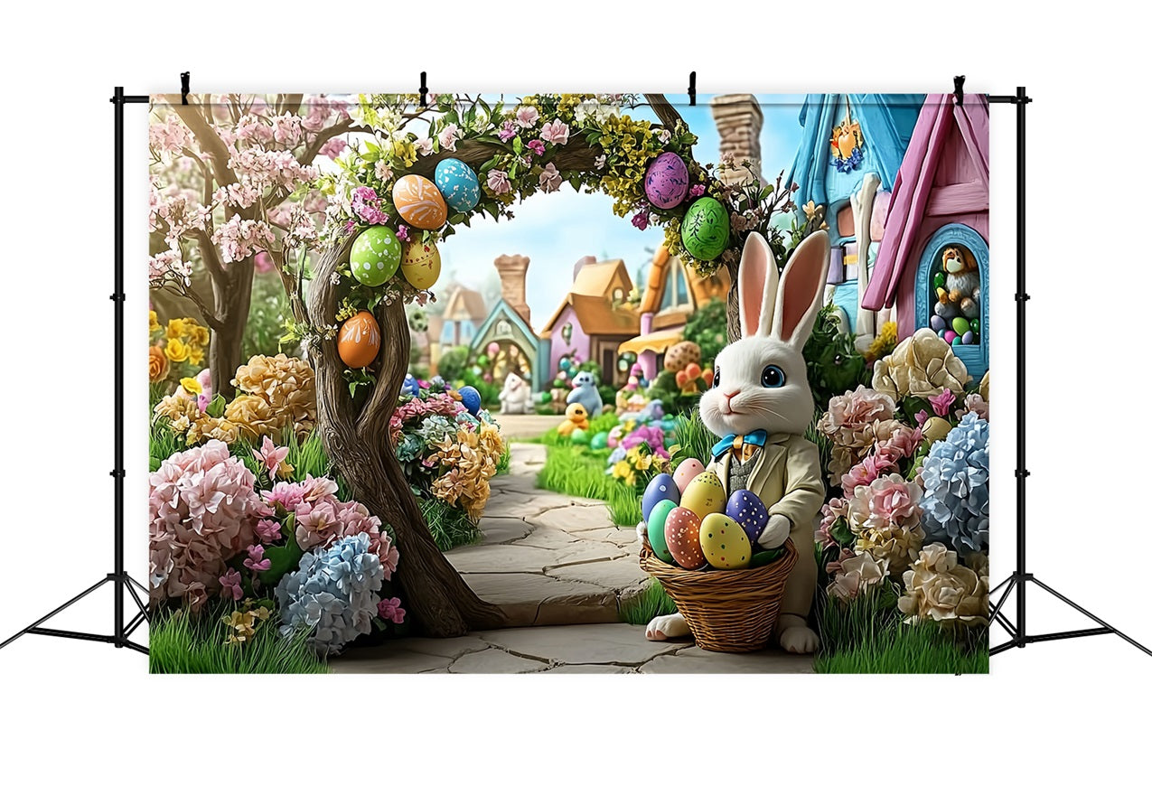 Easter Backdrops Ideas Bunny Arch Flower Garden Backdrop BRP12-739