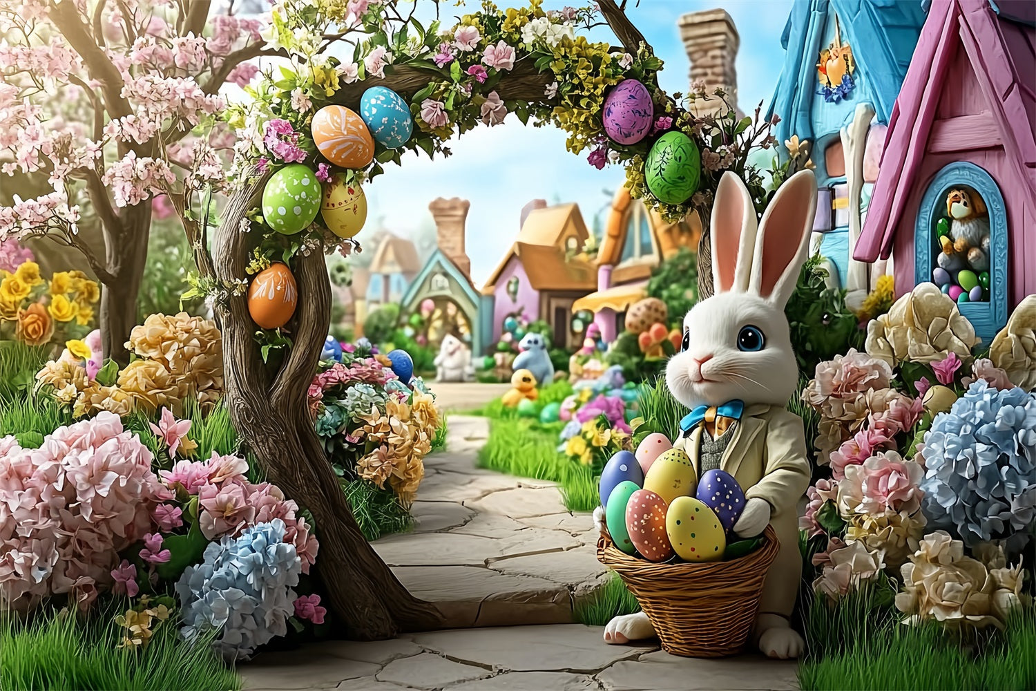 Easter Backdrops Ideas Bunny Arch Flower Garden Backdrop BRP12-739