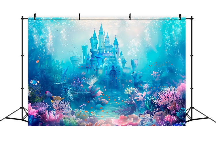 Mermaid Backdrops Enchanted Castle Vibrant Marine Life Backdrop BRP12-74