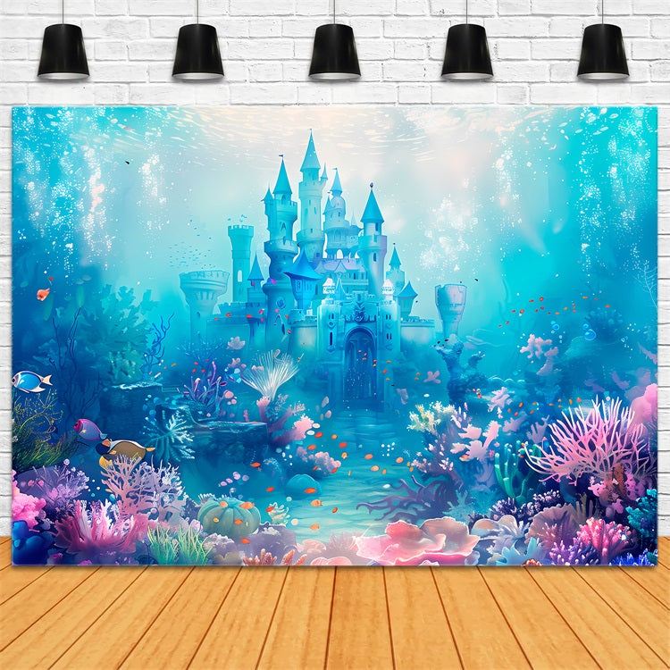 Mermaid Backdrops Enchanted Castle Vibrant Marine Life Backdrop BRP12-74