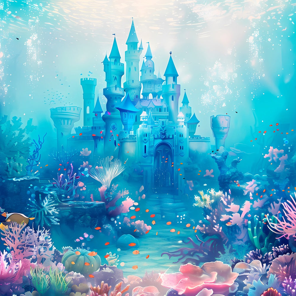 Mermaid Backdrops Enchanted Castle Vibrant Marine Life Backdrop BRP12-74