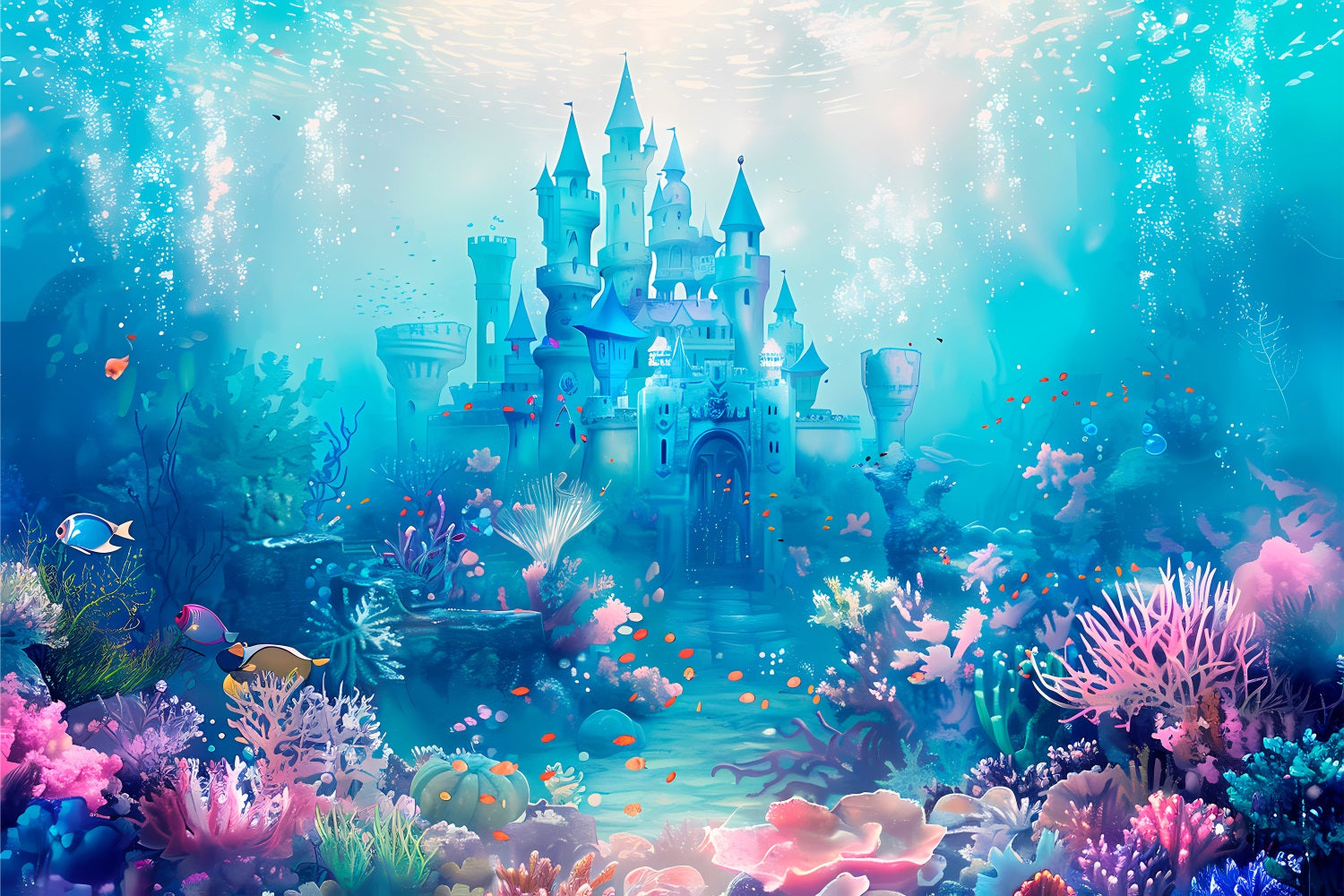 Mermaid Backdrops Enchanted Castle Vibrant Marine Life Backdrop BRP12-74