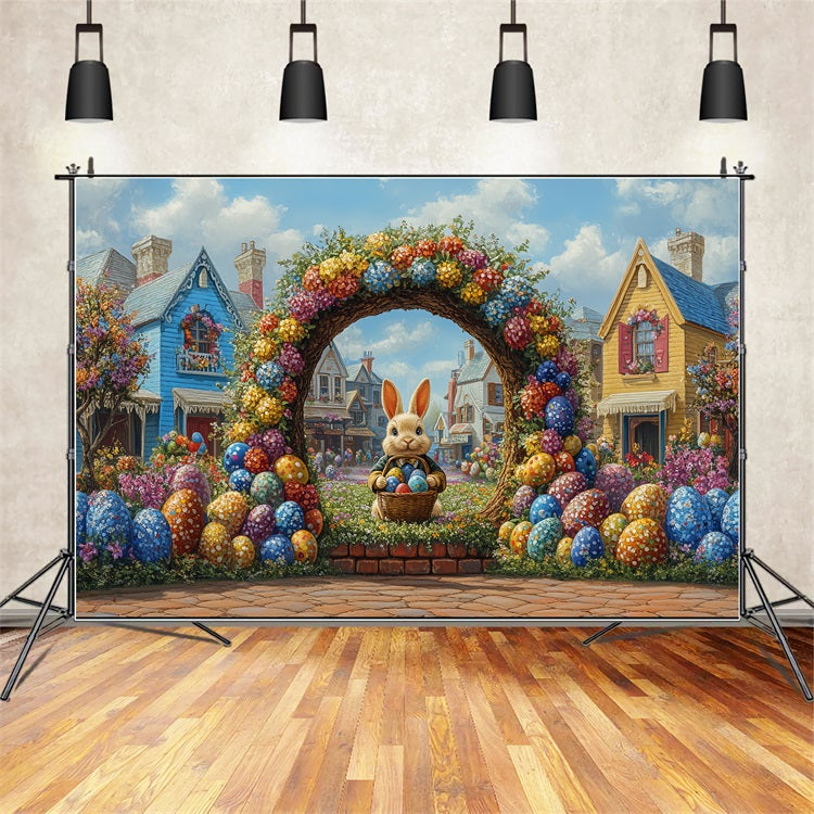 Easter Backdrop Vibrant Bunny Garden Arch Celebration Backdrop BRP12-740