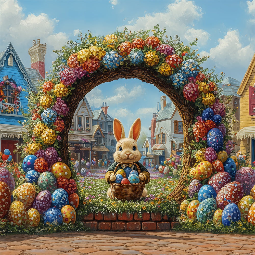 Easter Backdrop Vibrant Bunny Garden Arch Celebration Backdrop BRP12-740