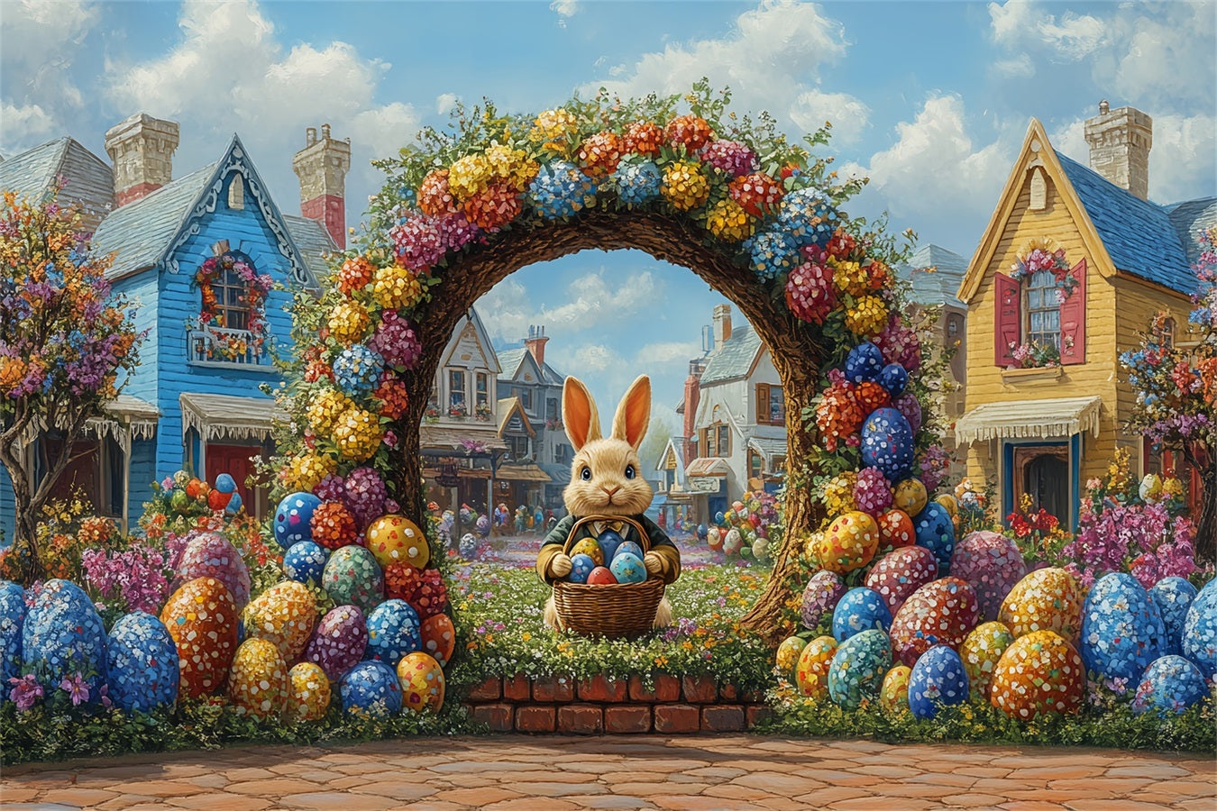 Easter Backdrop Vibrant Bunny Garden Arch Celebration Backdrop BRP12-740