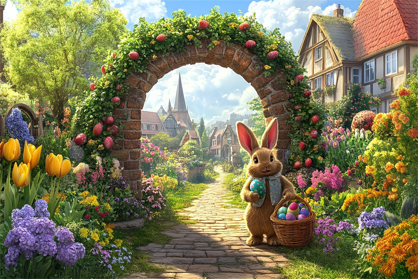 Photography Easter Backdrop Bunny Egg Arch Path Backdrop BRP12-742