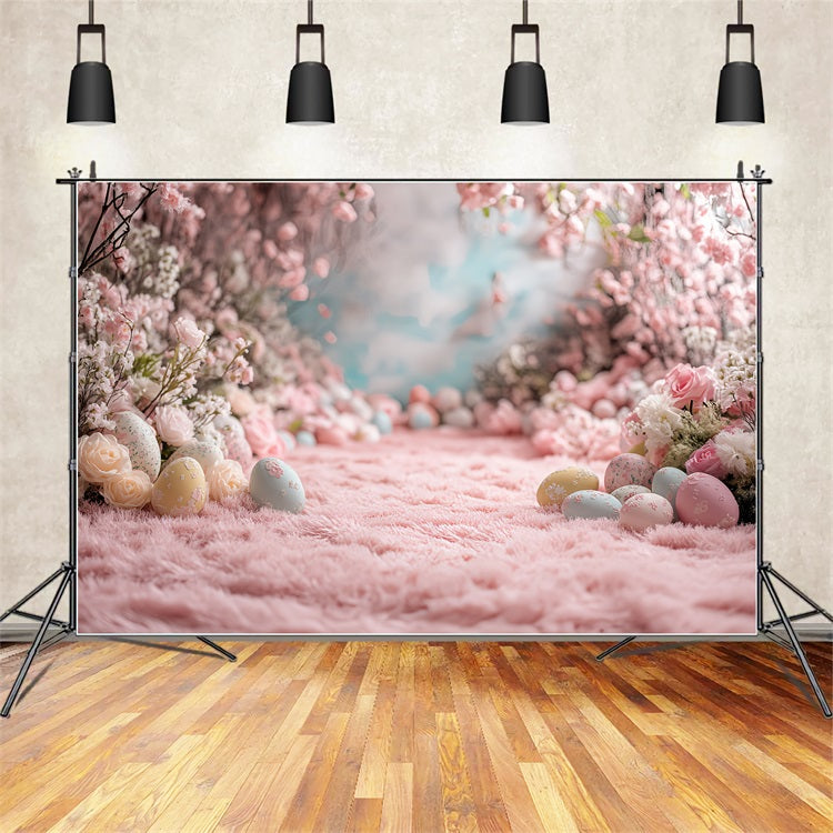 Easter Photo Backdrop Floral Egg Pathway Backdrop BRP12-748