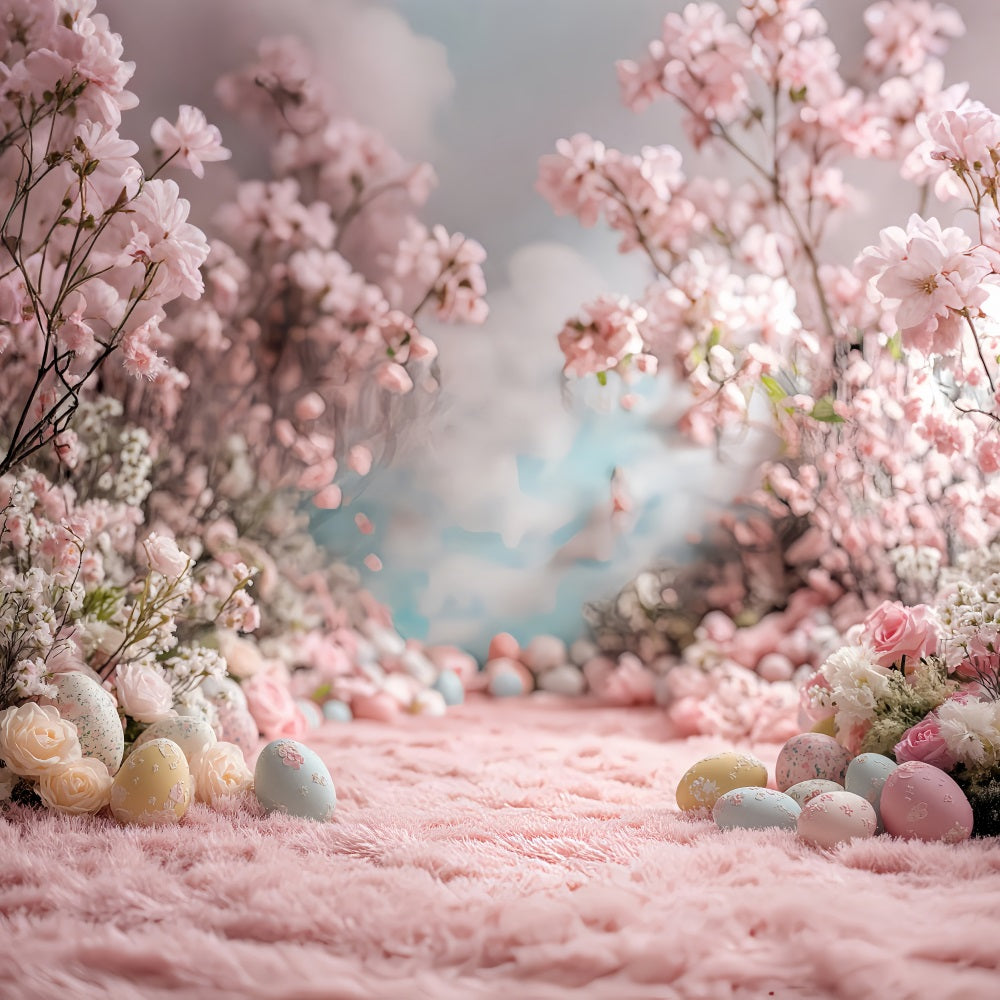 Easter Photo Backdrop Floral Egg Pathway Backdrop BRP12-748