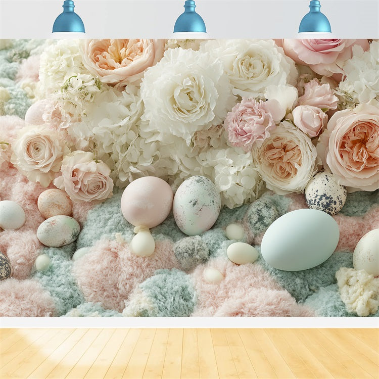 Easter Backdrops Photography Pastel Roses Egg Backdrop BRP12-749