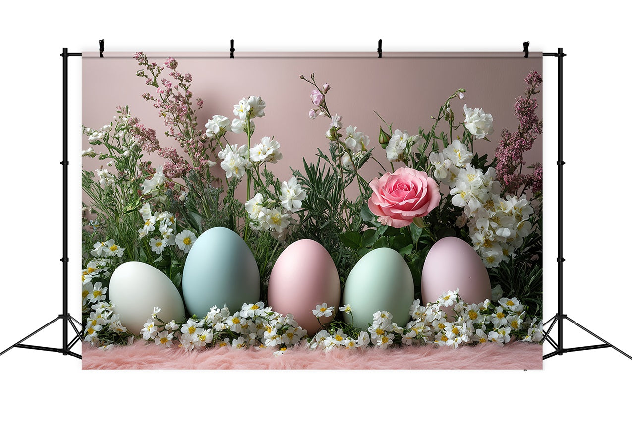 Easter Backdrop Backdrops Pastel Blossoms Egg Row Backdrop BRP12-750