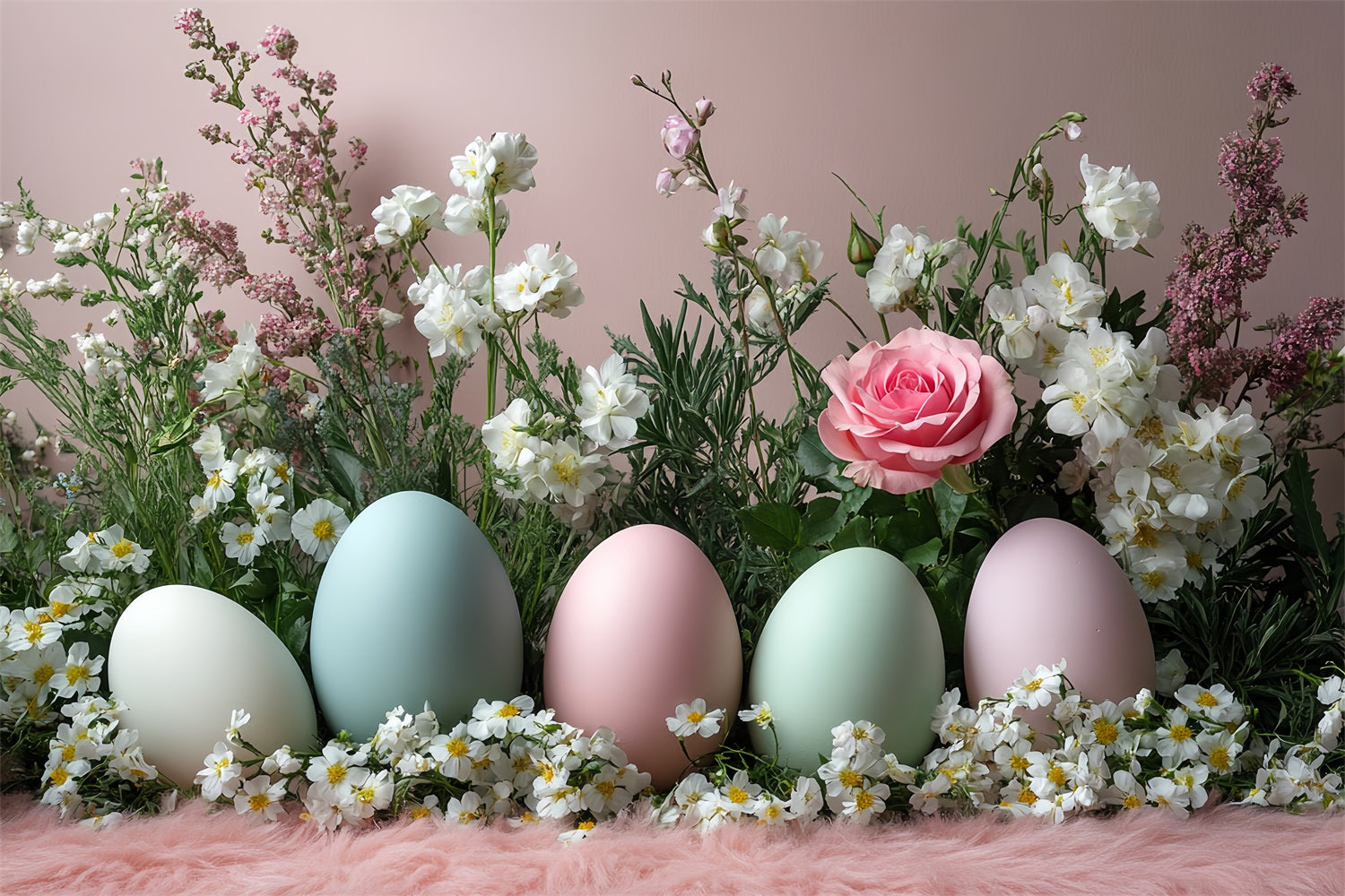 Easter Backdrop Backdrops Pastel Blossoms Egg Row Backdrop BRP12-750