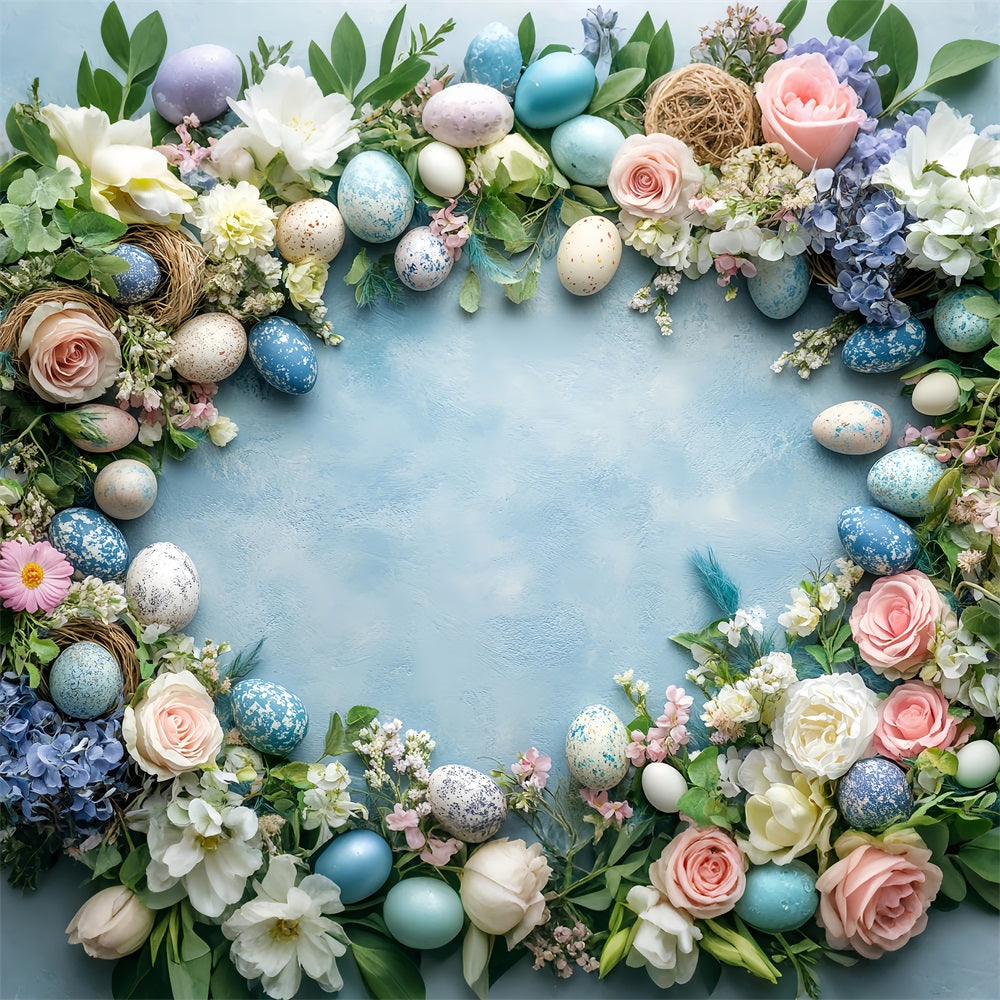 Photography Easter Backdrop Spring Blue Egg Floral Backdrop BRP12-753